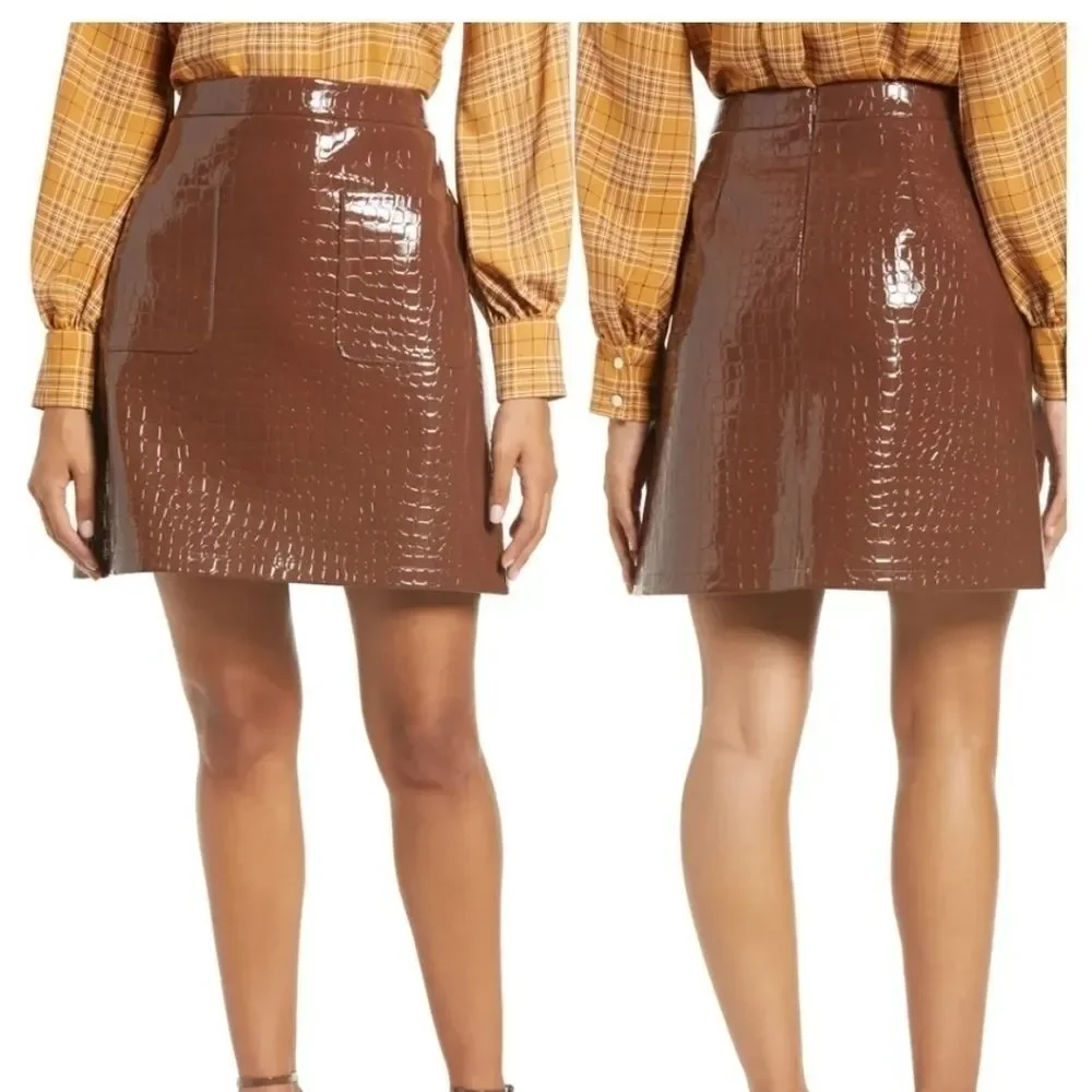 HALOGEN x Atlantic-Pacific Croc Embossed Skirt